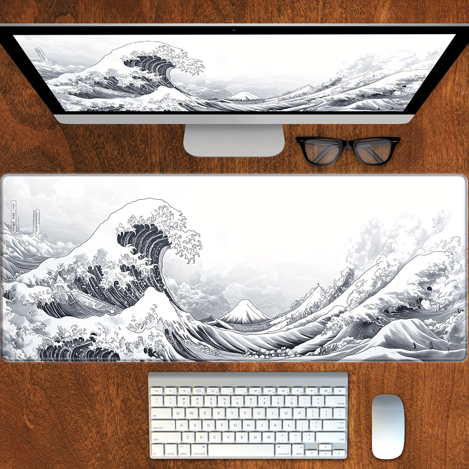 Grey and White Wave Gaming Mou - Aor Esports Gaming Desk のレビューと価格