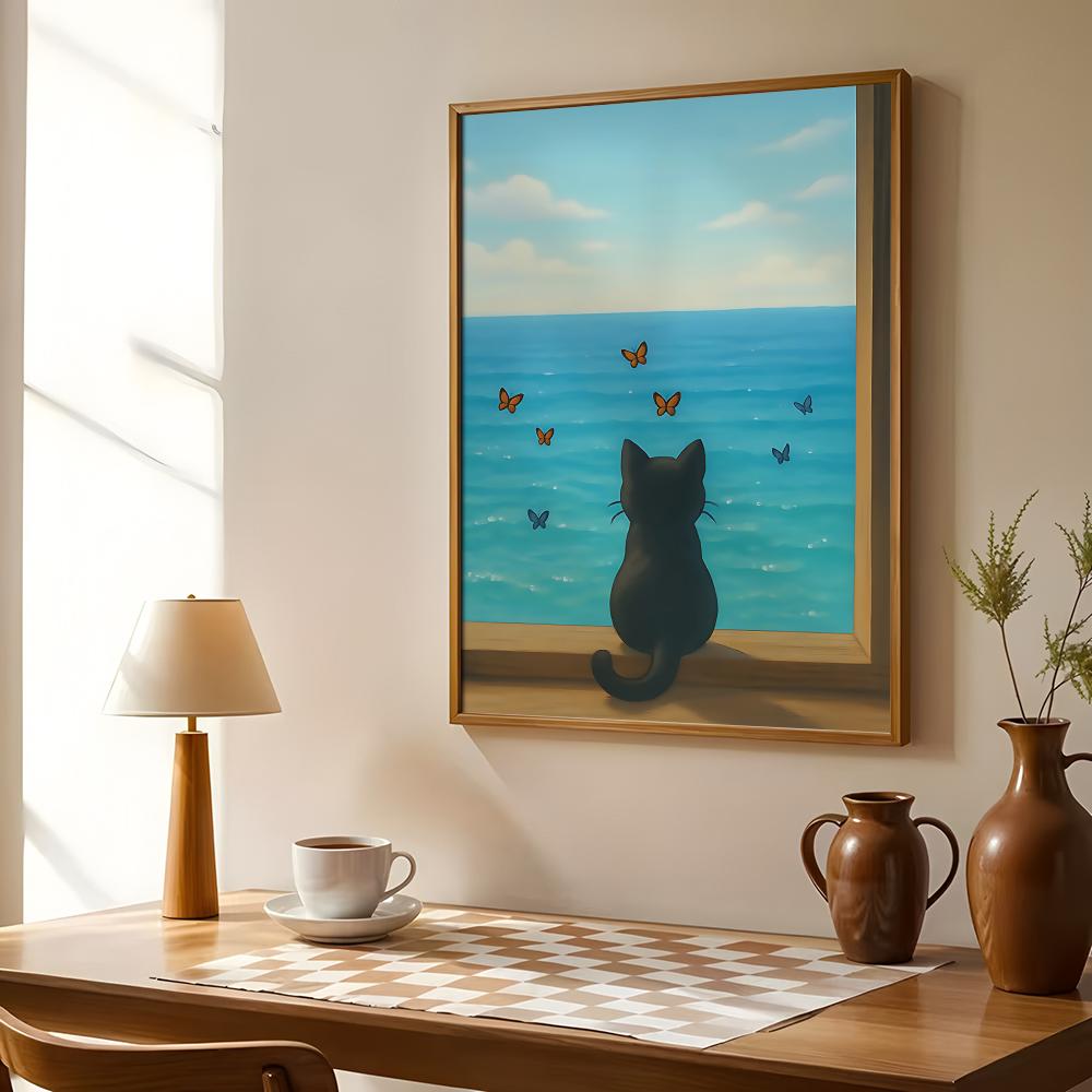 Cat on Beach Poster Wall Art R - Esports Gaming Lounge のレビューと価格