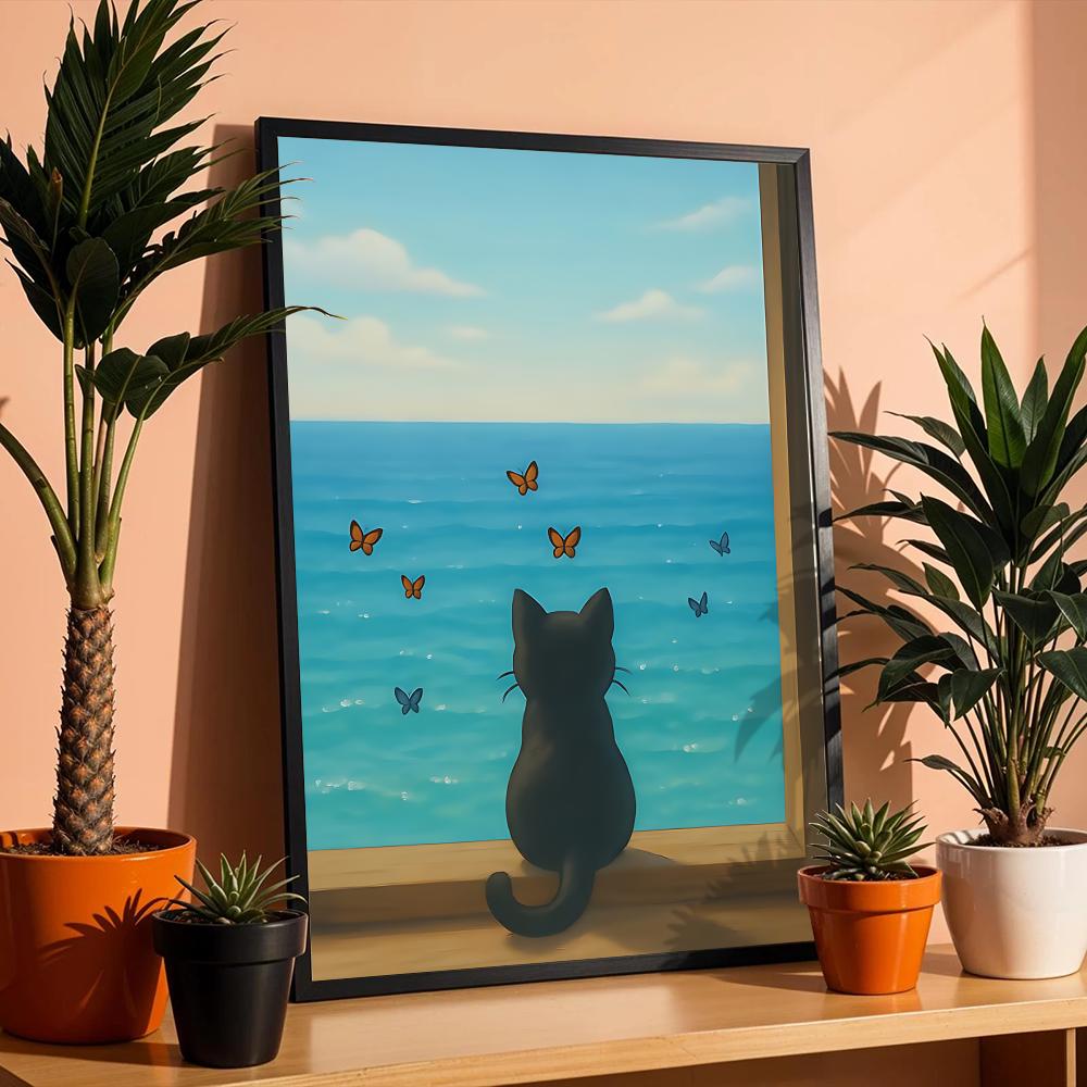 Cat on Beach Poster Wall Art R - Esports Gaming Lounge のレビューと価格